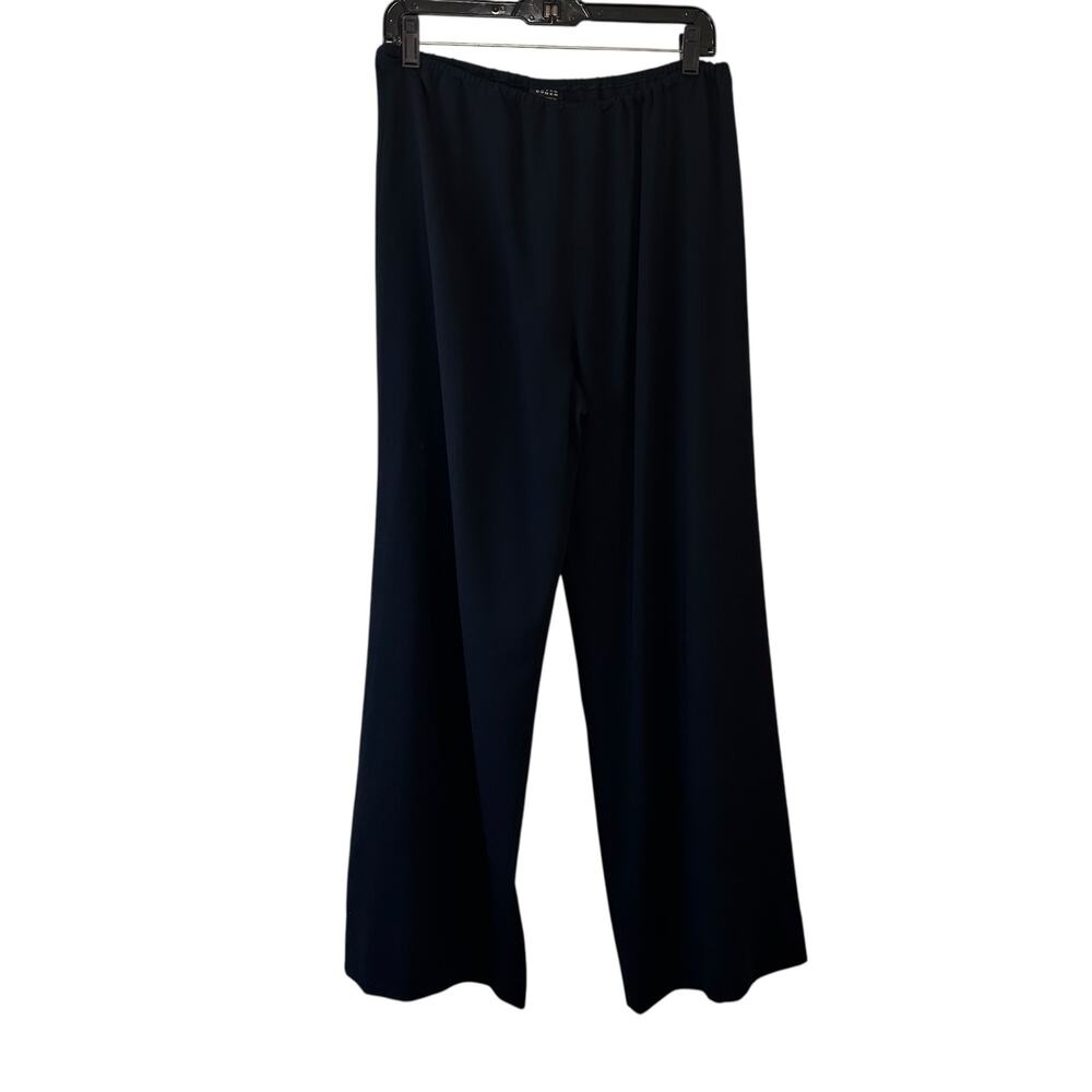 Peter Cohen Black Wide Leg Pull On Elastic Waist Stretch Wool Pants Tiny Flaw XL